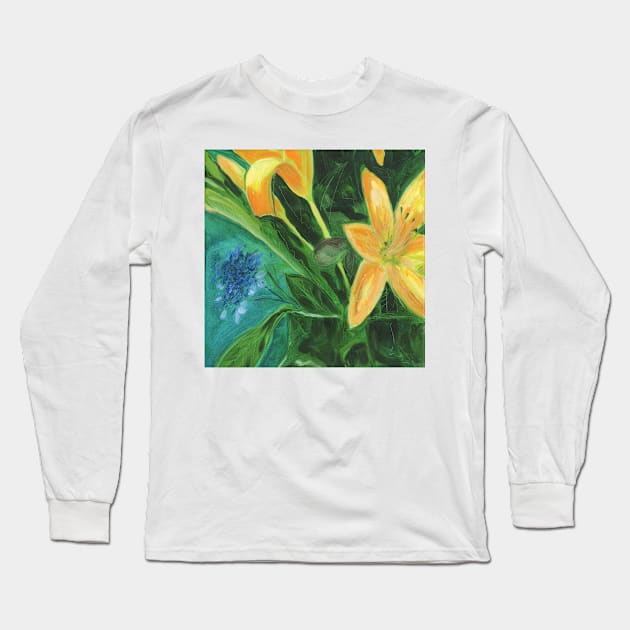 Flower collage, oil painting Long Sleeve T-Shirt by HelenDBVickers